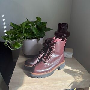 Clarks Burgundy Combat Boots-Gently Loved